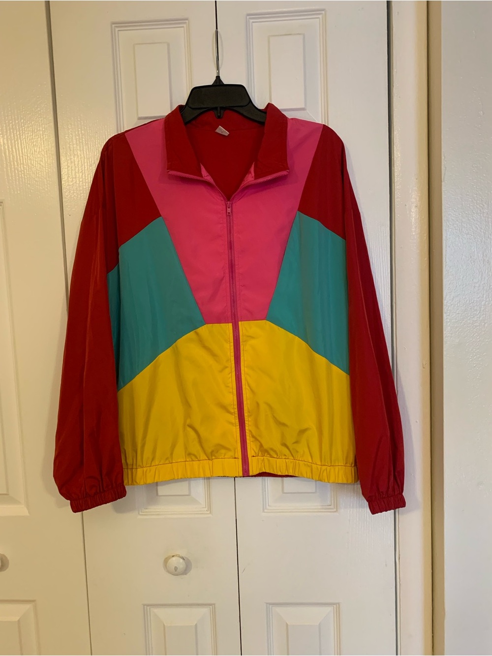 SHEIN Colorblock Bomber Jacket - Red, Pink, Teal, Yellow